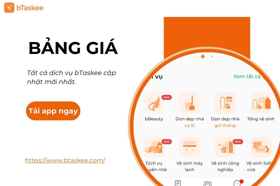 Tổng Hợp Bảng Giá Các Dịch Vụ Của bTaskee Cập Nhật Mới Nhất