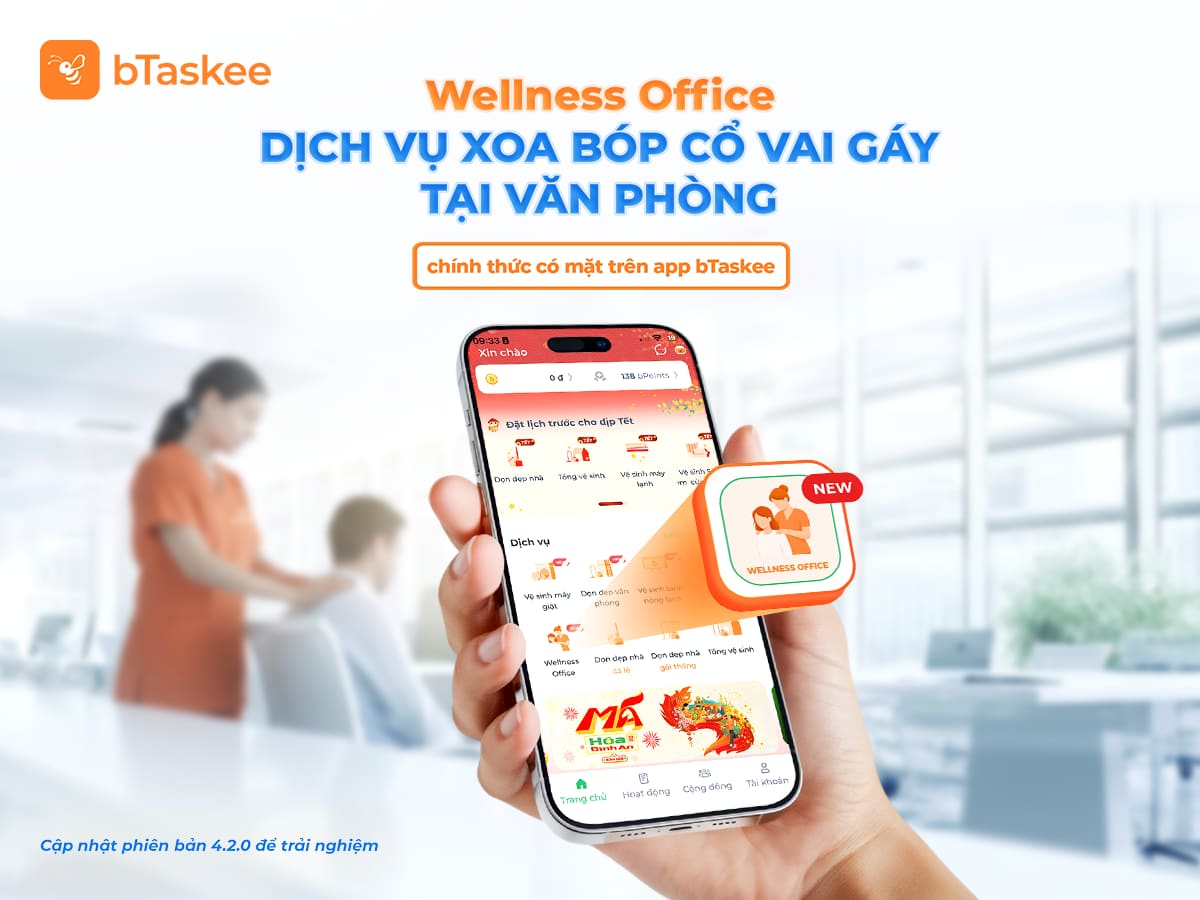 Dịch vụ Wellness Office chính thức ra mắt trên ứng dụng bTaskee