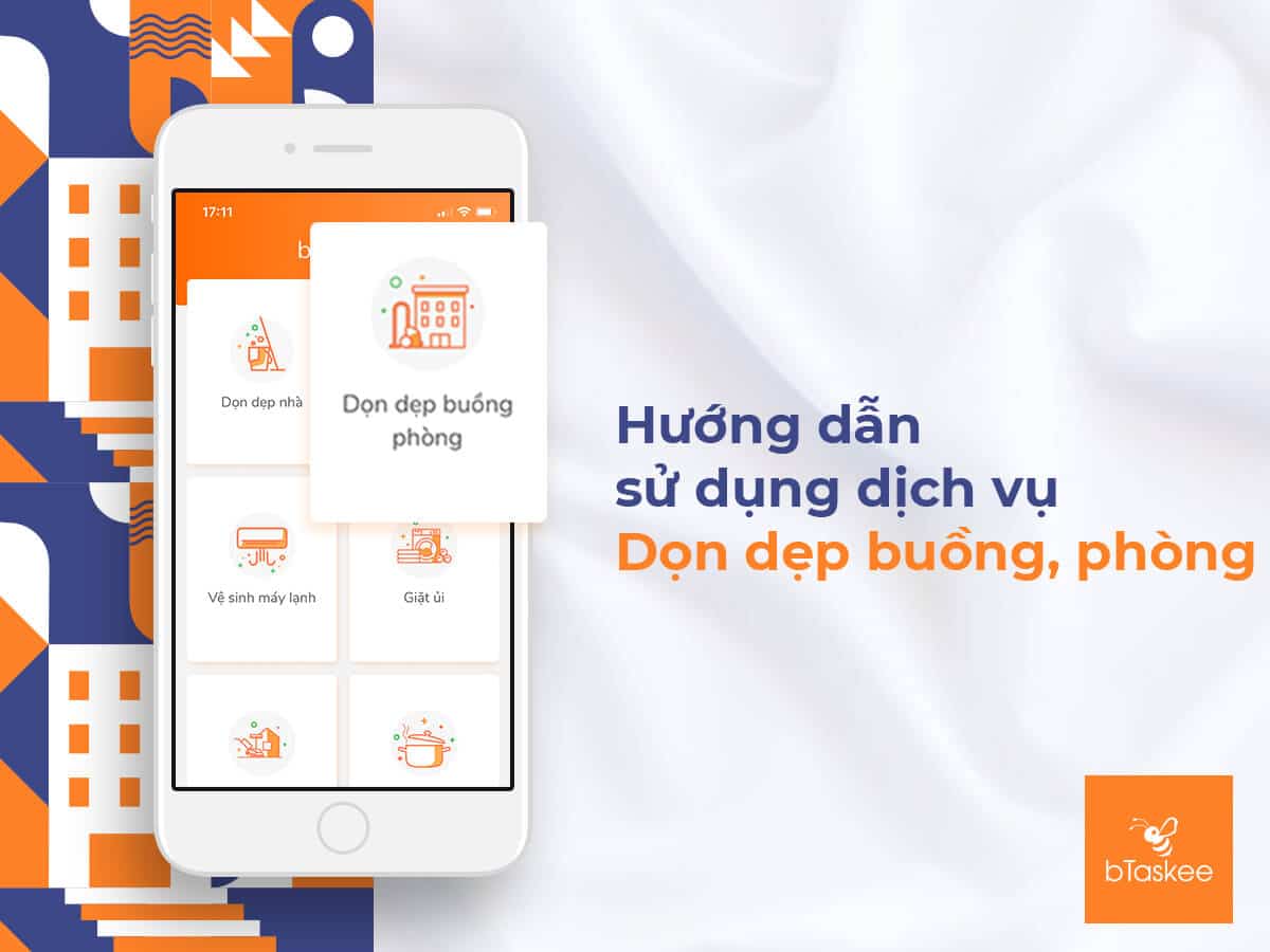 Instructions on how to book bTaskee’s Room Cleaning service