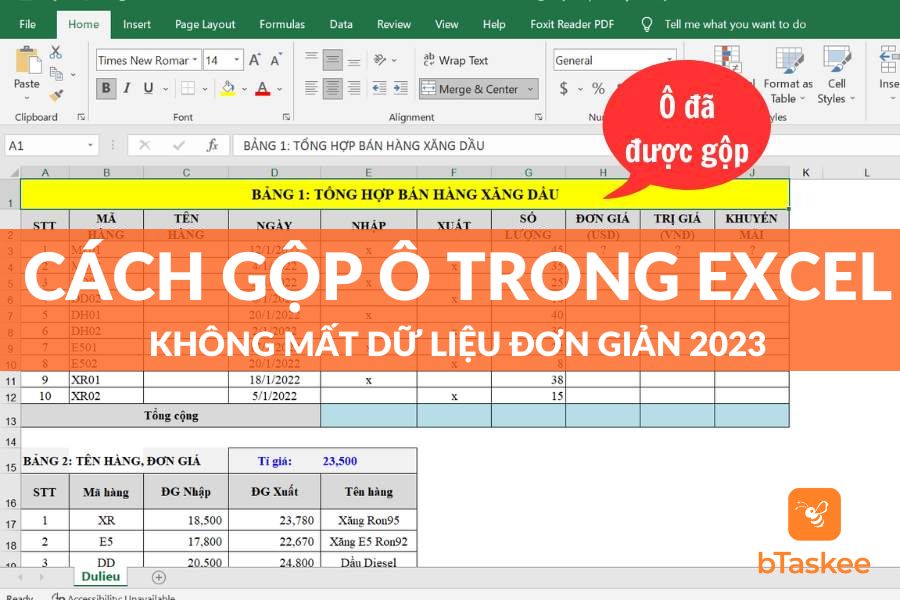 Cách Gộp Ô Trong Excel Không Mất Dữ Liệu Đơn Giản 2023